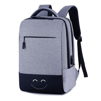 Techprotectus 15.6'' Laptop Backpack with USB Charging Port, Gray