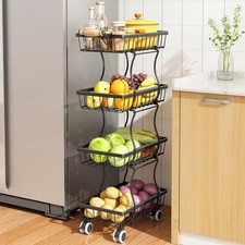 4-Tier Stackable Wire Basket Stand for Kitchen Pantry Storage