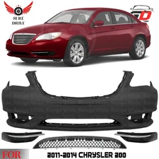 Front Bumper Fascia Paintable & Lower Grille Kit For 2011-2014 Chrysler 200