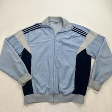 Vintage Adidas Ventex Blue Track Jacket Made France Distressed 70s 80s Medium