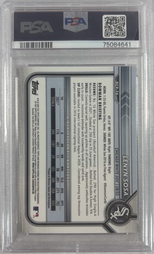 Lenyn Sosa 2022 1st Bowman Chrome Fuchsia Refractor BCP76 PSA 9 (Numbered 1/199) - Picture 2 of 2