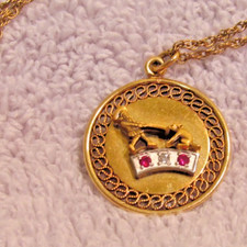 Buster Brown Shoe company years of service award w 3 stones + chain,