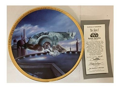 Vintage Hamilton 1997 Star Wars Space Vehicles Plate Collection - Fetts Slave 1