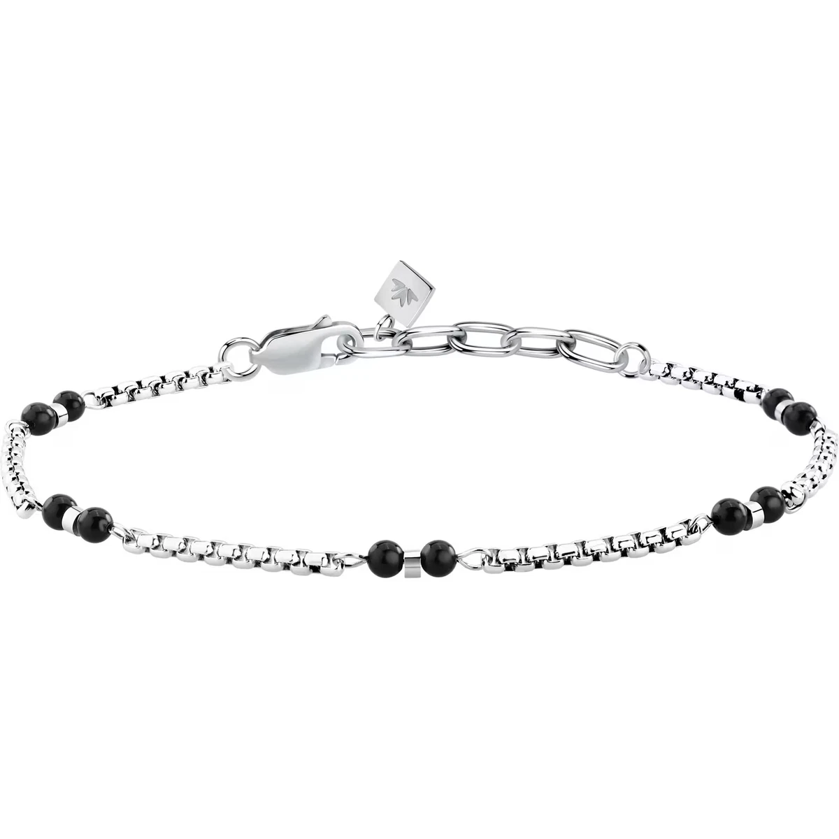Morellato Bracciale Uomo Acciaio Con Zirconi Neri, Collezione TENNIS, Modello SAEV47, 22 Cm