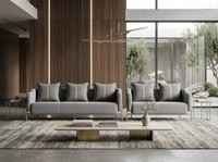 Sofa 3-Sitzer Sofa 2-Sitzer Grau Abnehmbare Kissen Modern Funktional