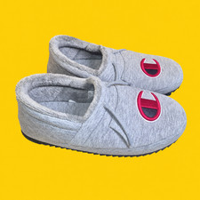 Champion University 25 Gray Red Slip On Slippers Men's 13 Faux Fur