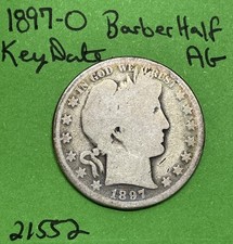 1897-O Barber Half Dollar 50c AG About Good Key Date Low 632,000 Mintage