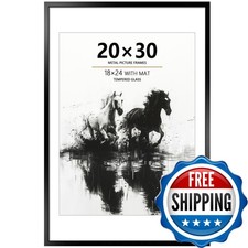 Tinkeps 20x30 Metal Poster Frame - Aluminum Picture Frame with Mat for 18x24