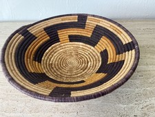 Vintage Coiled Woven Flat Basket Bowl Plate Southwest Or African Wall Hanging