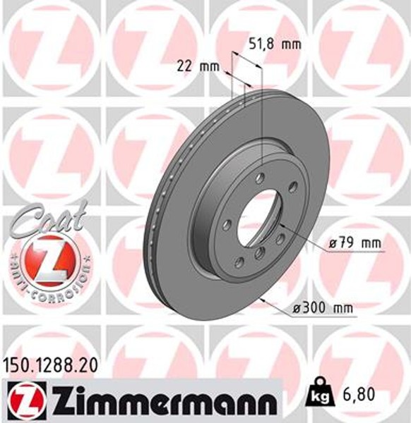 2X Zimmermann Bremsscheibe Coat Z 150.1288.20 FüR BMW E46 Z4 Z3 E85 E36 3Er 318-image