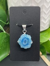 1.5  Quartz Druzy Gemstone Pendant  925 Silver Plated Bail Handmade New B7181