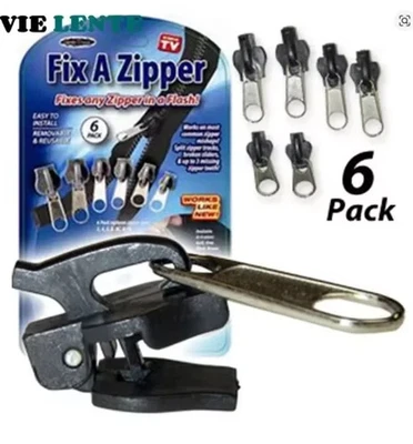 FIX A ZIPPER Tool Universal Repair Replacement Kit 3 Sizes Zip Fixer Slider Clip