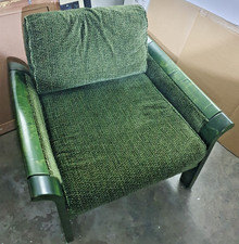 Vintage Sessel Mid Century Holz Stoff Grün Retro Möbel Antik Rarität