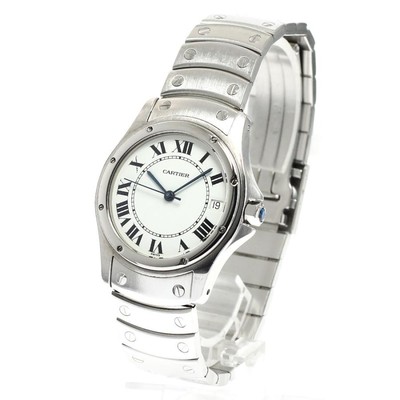 CARTIER SANTOS 100 LM W20026K1 33mm SS White Dial Automatic Date #C412