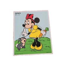 1985 RARE Playskool Minnie Mouse 8 Piece Wooden Tray Puzzle Disn8ey VTG USA MADE