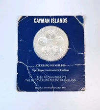 1975 Cayman Islands Sterling Silver $50 Dollar Uncirculated Edition
