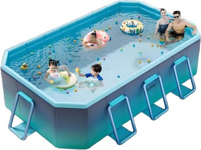 Foldable Pool, Non-Inflatable Kids' and Adults' Outdoor Swimming Pool, Large