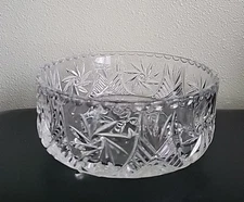 Vintage Bohemia Crystalex Large Bowl, 8" X 4" Very Heavy cut Glass