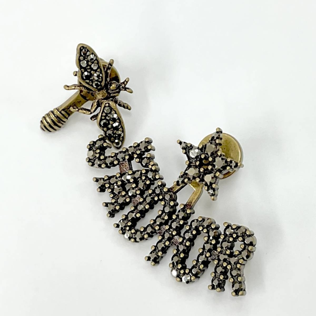 Diorピアス Christian Dior Christian Dior J'Adior Asymmetry Earrings Bee Star Rhinestone Gold