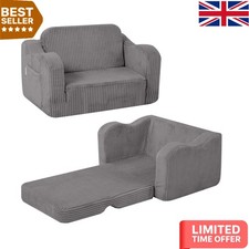 Comfy Lightweight Toddler Chair Bed, Space-Saving Fold-Out Couch in Light Grey