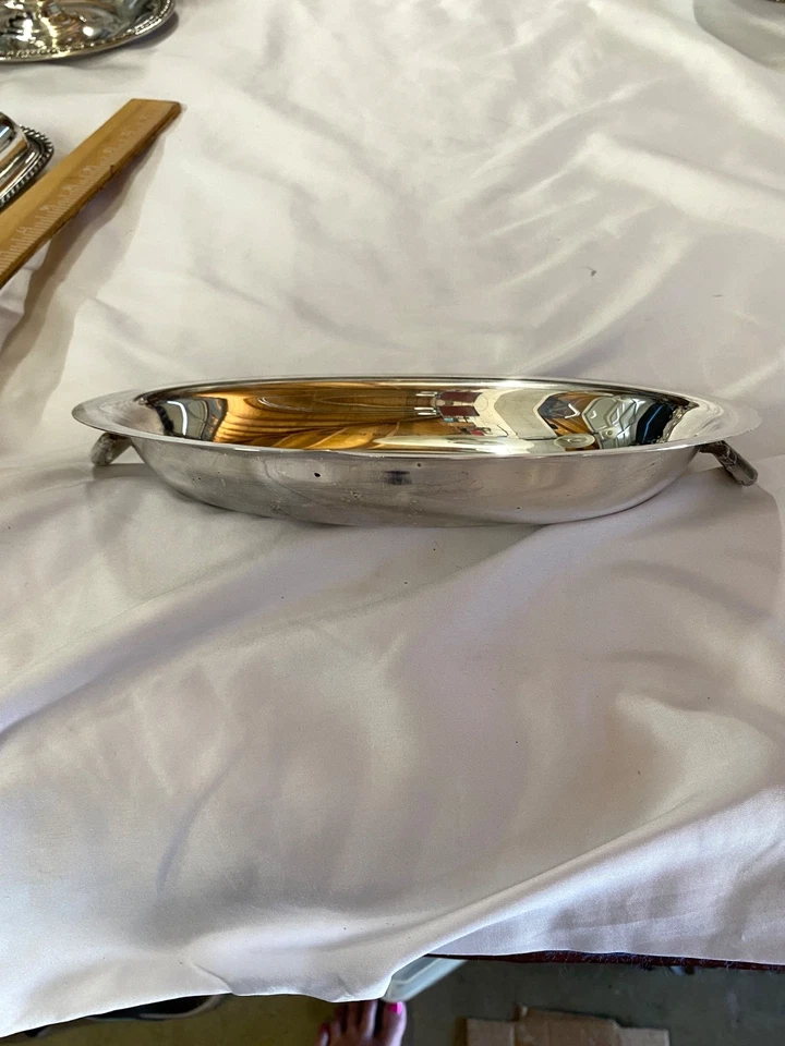Plato de plata Oneida vintage ovalado para servir Foto 2 de 4