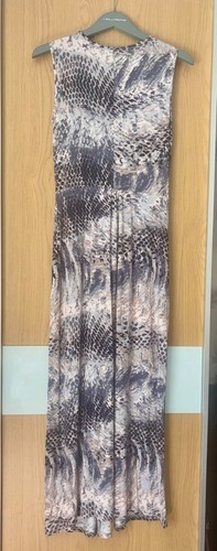 Moda George size 12 S brown grey black jersey long sleeveless stretch maxi dress - Picture 4 of 6