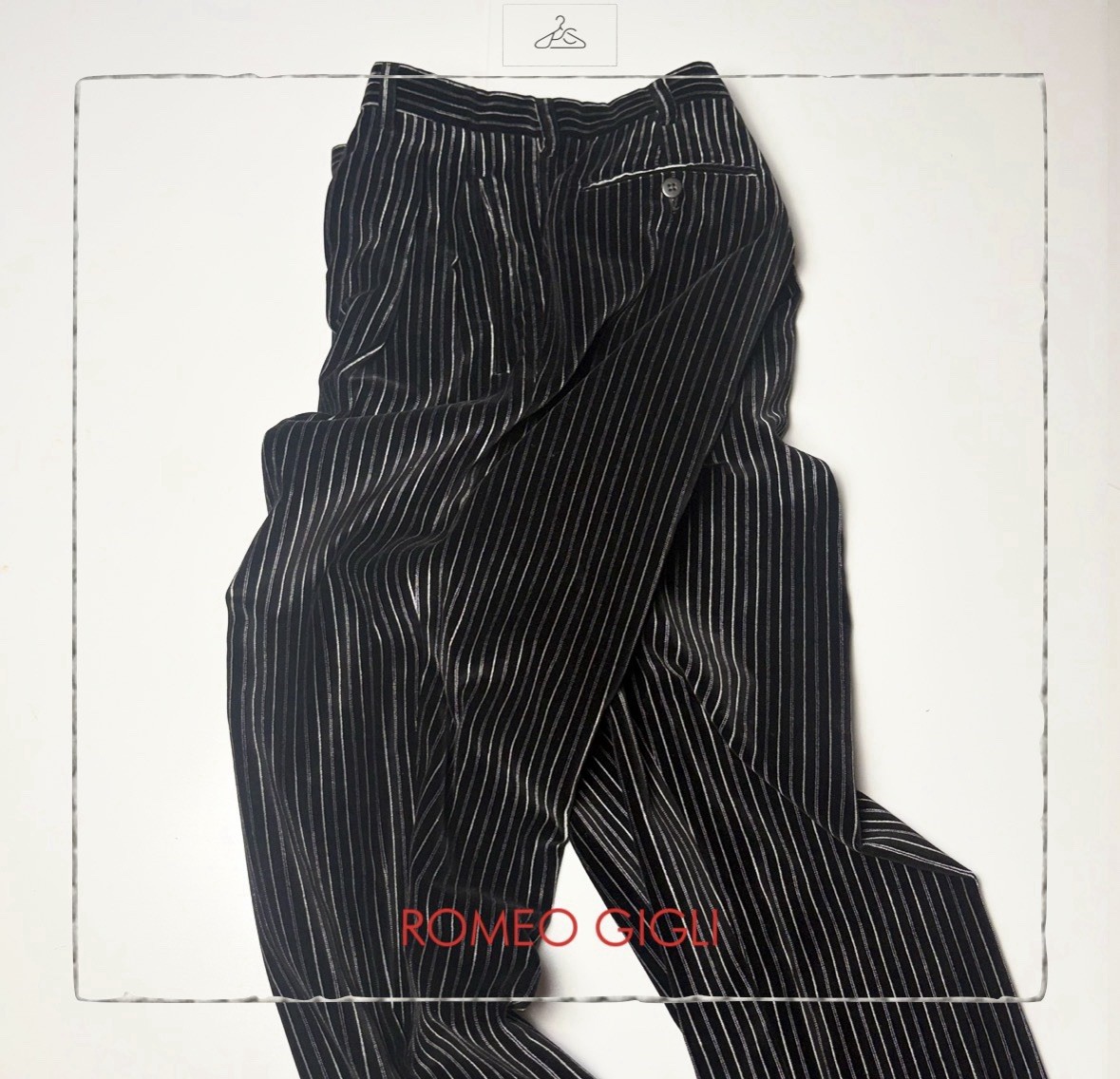 Romeo Gigli, Romeo Gigli Vintage Pinstripe Velvet Trousers IT 50/US34 Made in Italy
