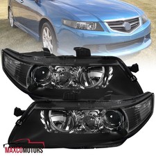 Black Projector Headlights Fits 2004-2005 Acura Tsx Turn Signal Lamps Pair 04-05
