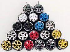 1/64 Scale Wheels  Rubber Tires 10 Sets Real Riders fits Hot Wheels Advan Lot