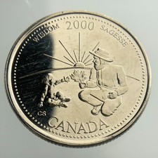 2000 Wisdom Canada 25 Cents Quarter Coin KM# 378 JJ306
