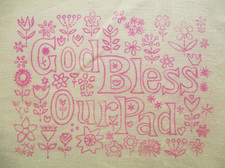 God Bless Our Pad Stamped Linen & SOME Yarn PARTIAL Vtg Crewel Embroidery Kit