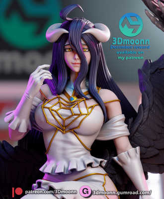 Albedo, Overlord, 1/4-1/24, Unbemalt, 3D-Druck, Figur, Statue, 3Dmoonn