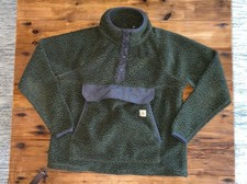Carhartt Green Sherpa Fleece Quarter Snap Mens Pockets Large