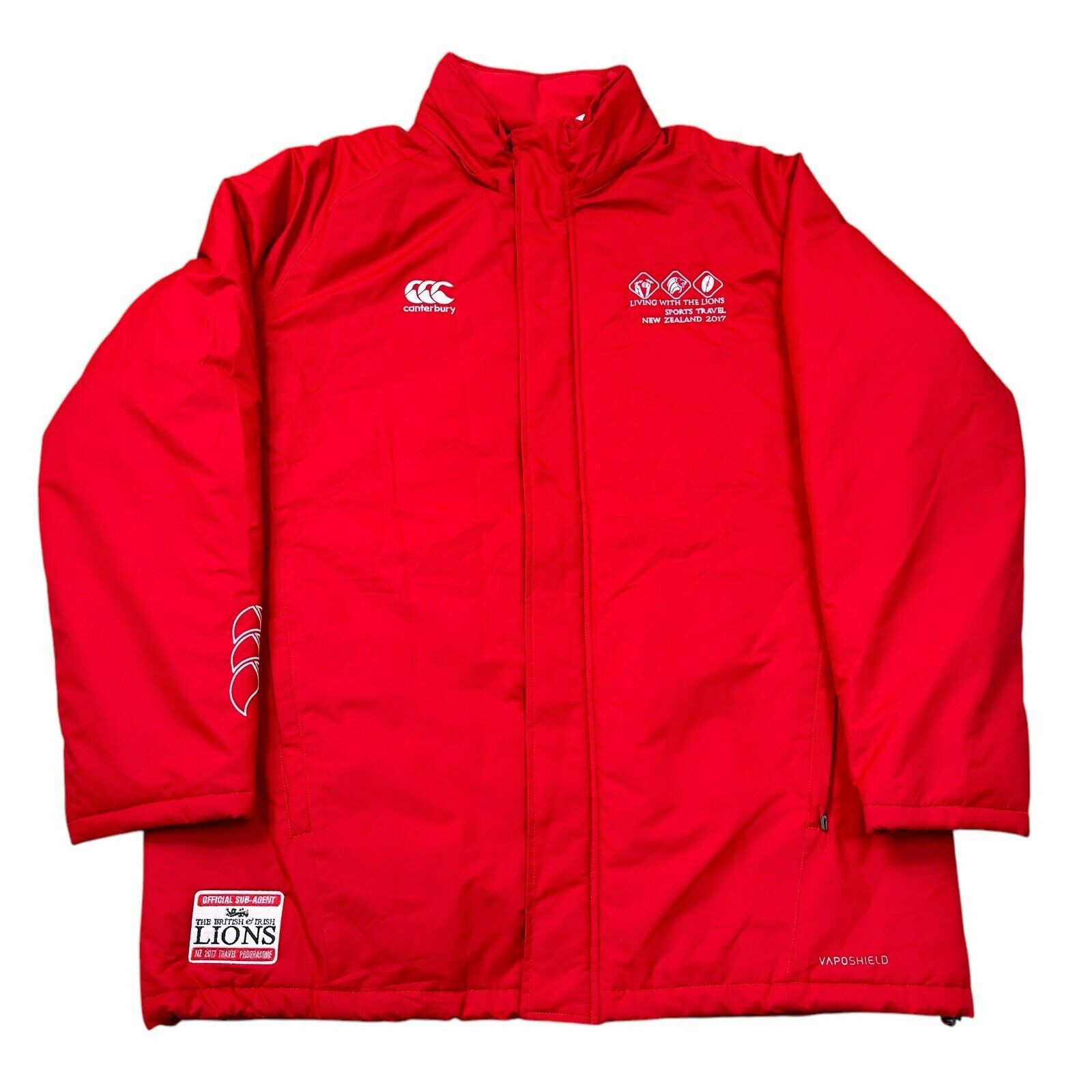 Canterbury Y2K Red Puffer Jacket Hooded Winter Coat for Men Size 2XL-image