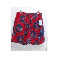 St Johns Bay Mens Red Blue Tropical Hibiscus Swim Trunks NWT Size L / 26517