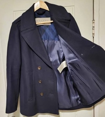 BURBERRY BRIT Virgin Wool Classic Double-Breasted Pea Coat US 4