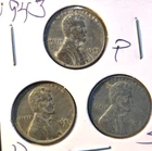 1943 P, D, S, Lincoln Wheat Cent, Penny, Fine Condition