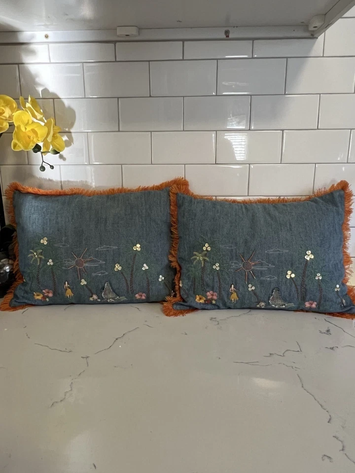 Vintage-Dean Miller Collection Hawaii Surf Decorative Pillow-Set Of 2 - Image 2 of 4