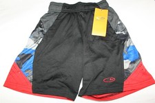 023X04 Champion 99071 C9 Boys Athletic Shorts LG Black w Blue Grey Camo Detail