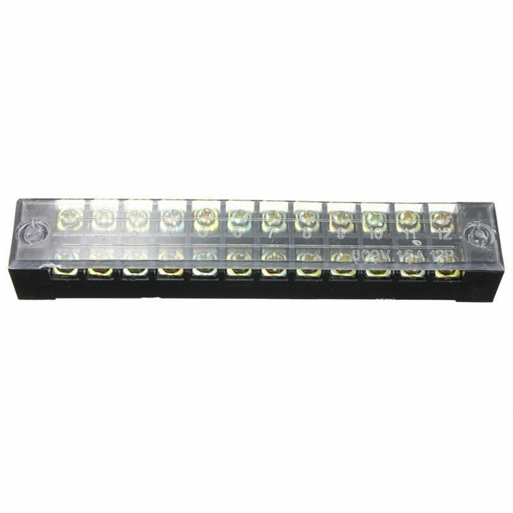4Pcs Dual Row 12 Positions Screw Terminal Electric Barrier Strip Block 600V 15A