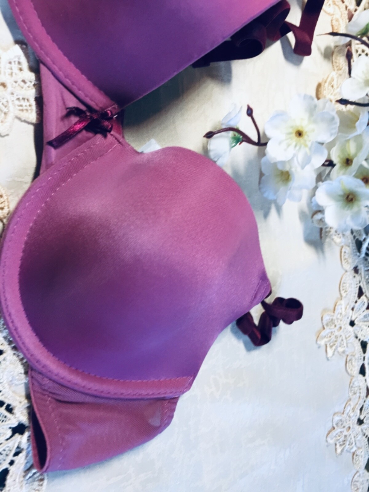 Bra  SECRET POSSESSIONS Size us 32b it2b eu70b fuschia padedd underwired image 9