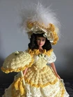 Vintage Barbie Doll in a Handmade Double Yellow Crocheted Dress