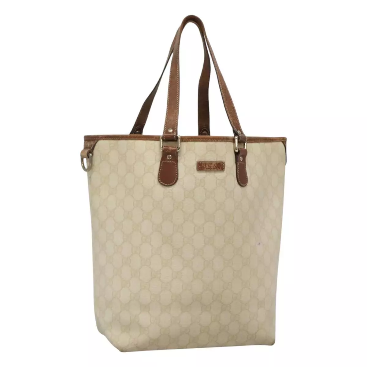 Sac fourre tout GUCCI GG Supreme PVC cuir blanc 189896 authentique nb175