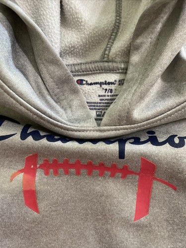 Champion Youth Fleece Football Hoodie, Size 7/8, Distressed Gray - Picture 2 of 3