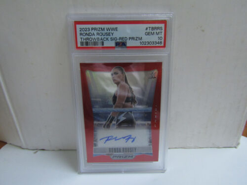 PSA 10 2023 Panini Prizm Ronda Rousey Throwback Red Prizm Auto /99