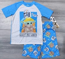 Star Wars Pajamas Boys Small 6-7 Baby Yoda The Mandalorian Shirt Shorts PJ Sets