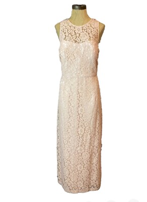 Donna Morgan Womens Formal Lace Gown Maxi Dress Pearl Pink Size 12 | eBay
