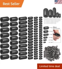80PCS Rubber Vacuum Hose Caps Set 6 Sizes Black Automotive Repair Kit