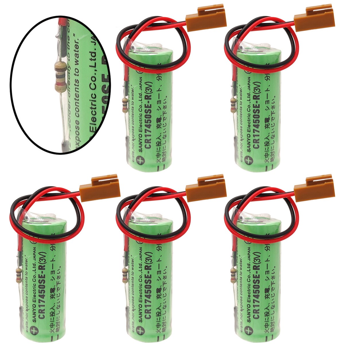5-Pack CR17450SE-R 3V 2500mAh PLC Batteries - Replacement For FANUC A98L-0031-0012