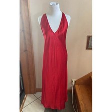 VTG Frederick  s Of Hollywood long red silky night gown lingerie SZ M